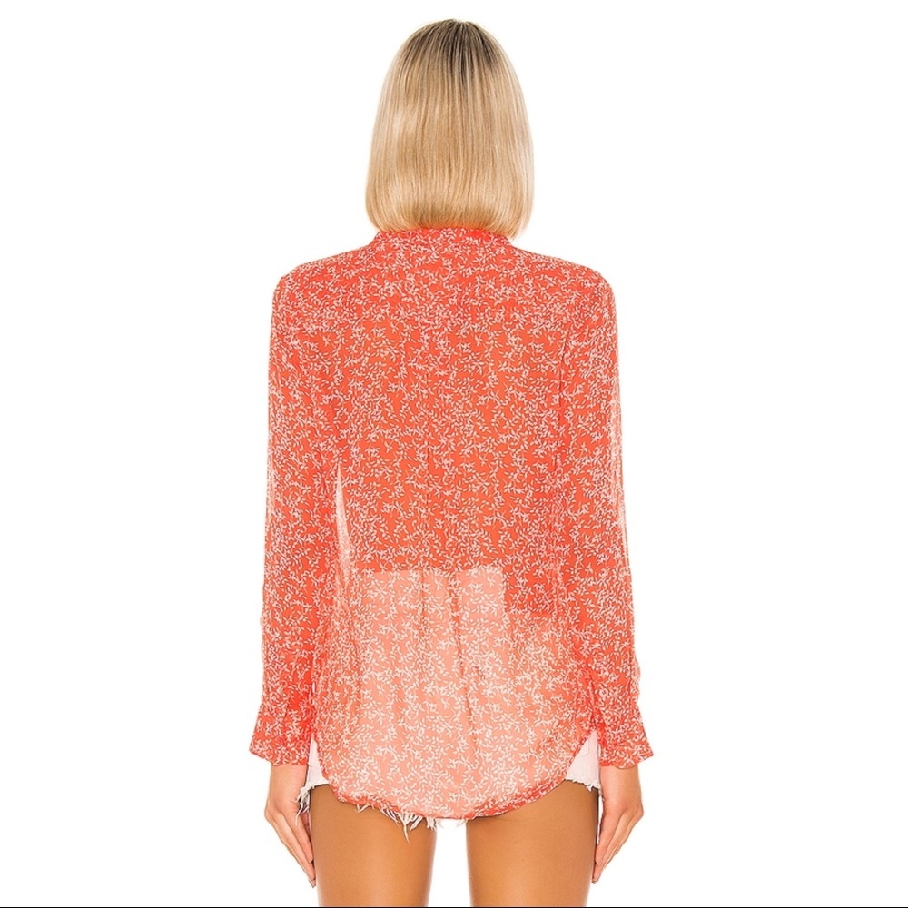 Equipment | Essential Silk Shirt | Coral/Wht | XL - Picture 7 of 13